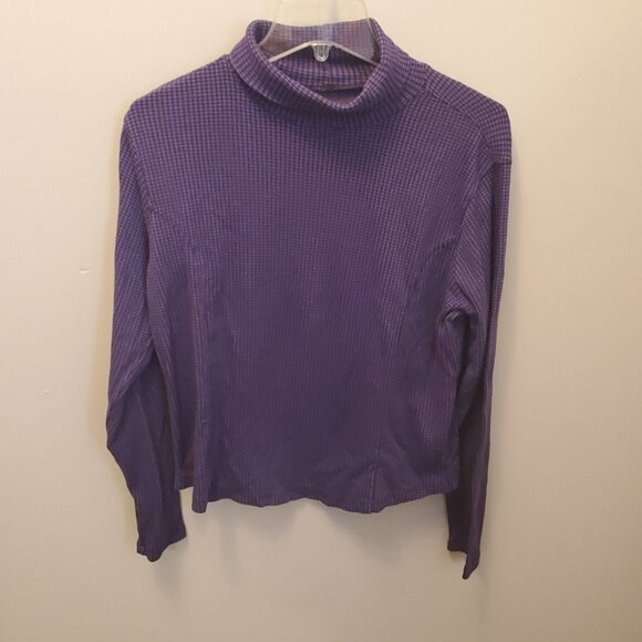 Women's Cold Water Creek turtleneck, Purple plaid, Size L, Long Sleve, Great Con - Picture 1 of 3